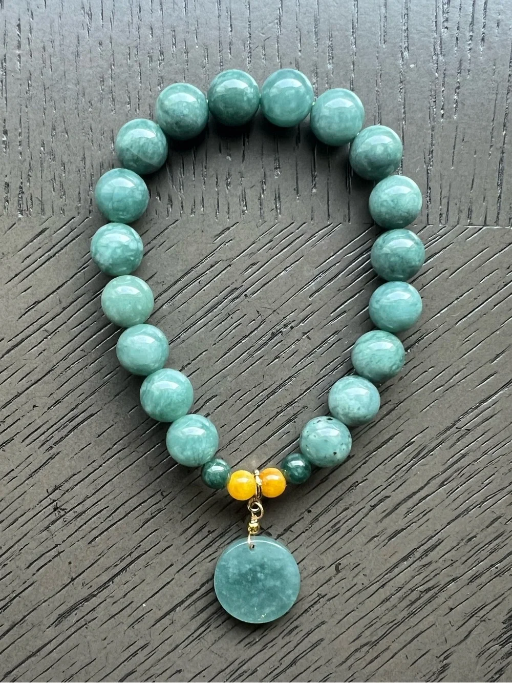 Blue water jade with charm bracelet 10mm SIZE 7’